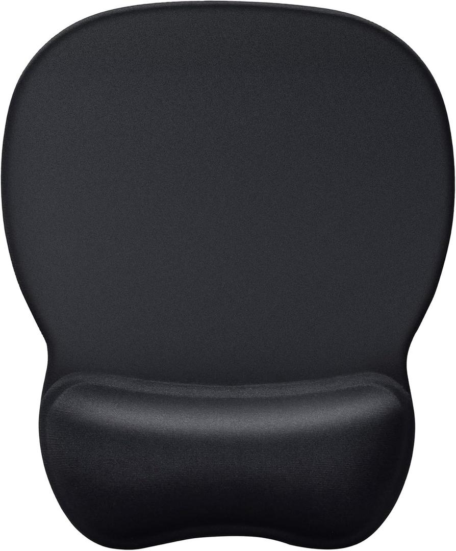 MROCO Ergonomic Mouse Pad with Gel Wrist Rest, Comfortable Mousepad with Smooth Wrist Support Surface and Non-Slip PU Base for Pain Relief, Computer, Laptop, Office & Home, 9.4 x 8.1 in, Black Color