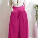 Hostoyo Casual Plus Size Wide Leg Palazzo Pants for Women Lounge High Waist Skirt Pants with Pockets Elastic Waistband (Pink, XXL)