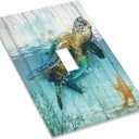 Sea Turtle Ocean Rustic Wood 1 Gang Light Switch Cover Decorative Single Toggle Wall Plate Switchcovers Electrical Switchplate for Farmhouse Bathroom Living Room Decor