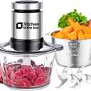 Kitchen in the box Food Processor, Electric Meat Grinder & Food Chopper with 400W Powerful Veggie Chopper-2 Bowls8 Cup+8 Cup & 2 Bi-Level Blades for Meat/Fish/Vegetable/Baby FoodBlack Button