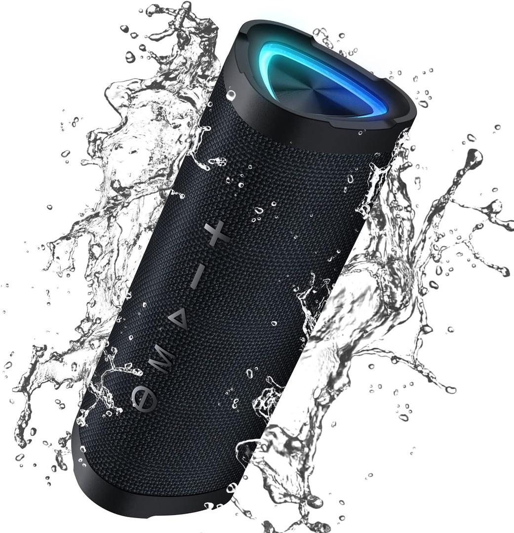 Vanzon Bluetooth Speaker, V40 Wireless Portable Bluetooth Speaker with IPX7 Waterproof, 24W HiFi Stereo Sound,24H Playtime, LED Lights and TWS Dual Pairing, Suitable for Travel,Home & Outdoors
