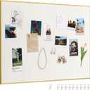 SELEAD Linen Bulletin Board 24” x 18” - Golden Aluminum Frame, Beige Fabric