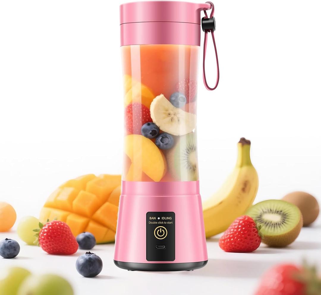 Cordless Portable Personal Size Blender - Mini Blender Make Smoothies and Shakes, 380Ml BPA Free Travel Cup, Powerful Blending Suit in Office/Home/Gym, Mother's Day