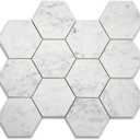Italian White Carrara Marble 4 Inch Hexagon Mosaic Tile Matte for Kitchen Backsplash Bathroom Wall & Floor Tile 5 Sheets/Box