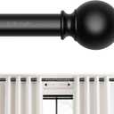 Curtain Rod for Windows 18-45 Inch, Black 5/8 Inch Small Window Treatment Rods, Short Adjustable Splicing Drapery pole, Matte Black