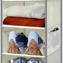 Large-Sized Hanging Shoe Organizer 10-Shelf, Sturdy Hanging Closet Organizer with 8 Side Pockets, Wider Hanging Shelves for Storage Shoes Clothes Jeans Shirts Toys, Beige