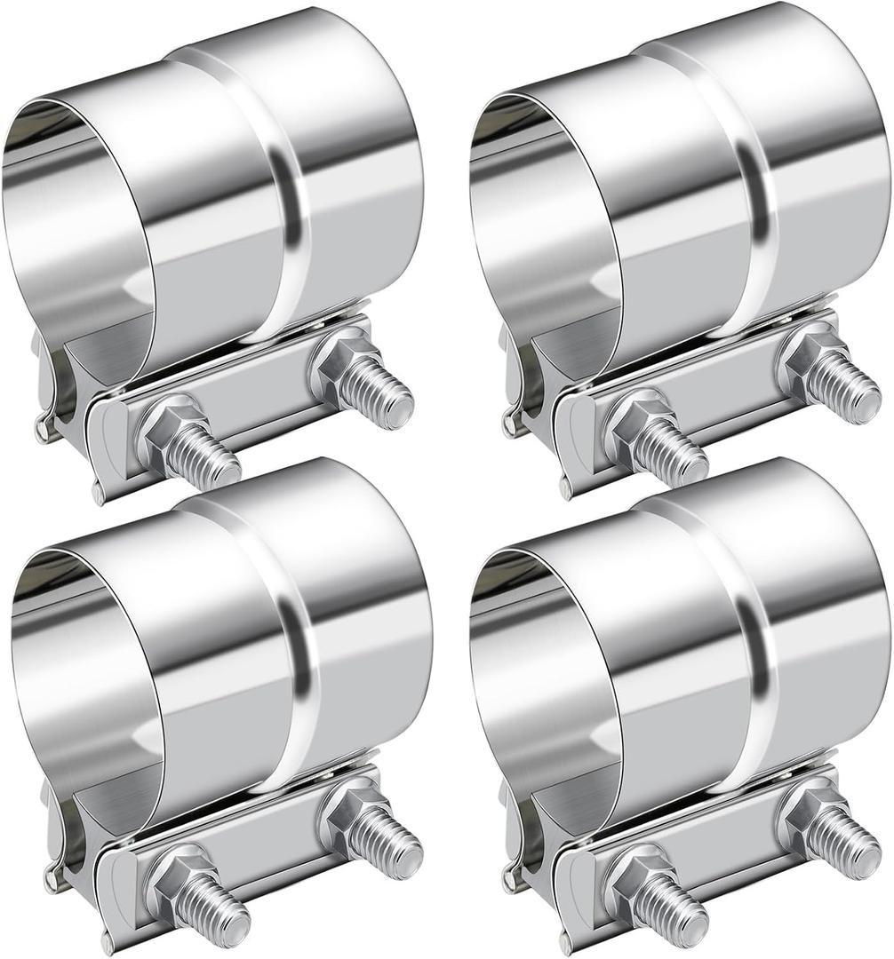 Exhaust Clamp, Stainless Steel Muffler Band Clamp, Lap Joint Band Clamp Stainless Steel for Pipes, Mufflers, Catalytic Converters (4, 3 inch)