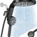 High Pressure Rain Showerhead Combo, 2026 Magnetic Shower Head Set with Detachable 8-Mode Handheld Shower Spray, Adjustable Angle Dual Showerhead System with Built-in Magnetic Docking and Power Jets (Matte Black)