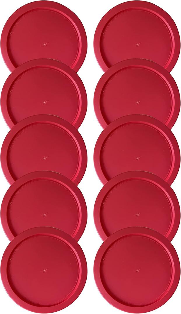 Replacement Lids fits Pyrex 1-Cup (4" Smallest Size) Glass Food Storage Container Bowls, 4-Inch Plastic Round Lids Covers for Pyrex 7202-PC, Airtight & Leakproof (10-Pack, Red)