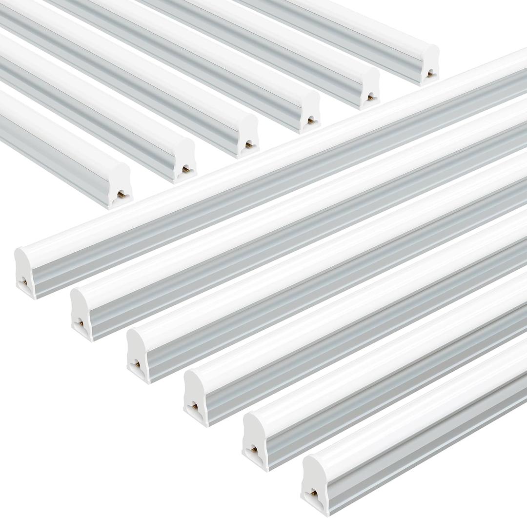 Ensenior 12-Pack T5 LED Shop Lights, 4FT 2000LM 6500K Super Bright White Integrated Single Fixture, 20W Linkable Utility Commercial Lighting for Gym/Garage/Ceiling/Under Cabinet, Plug & Play