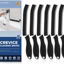 Crevice Cleaning Brushes, Cleaner Scrub Brush Tool for Hard to Reach Tight Space, Home Essentials, Cleaning Supplies for Shower, Bathroom, Kitchen, Toilet, Window (Black)