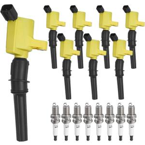Ignition Coil Pack Spark Plugs Compatible with Ford 4.6L 5.4L V8 F-150 F-250 Expedition Crown Victoria Mustang Lincoln Town Car Mercury Explorer E-150 E-250 1997 1998 1999 2000 2001 2002 2003, DG508