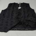 Womens Summer Tank Top Dressy Casual V Neck Bow Lace Embroidered Vacation Beach Shirts Blouses Black 2XL