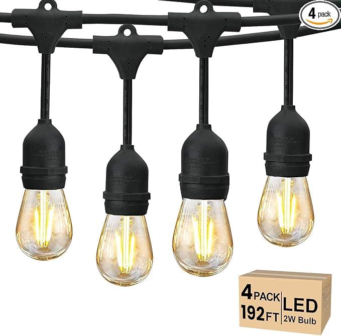 Svater 192 FT Outdoor String Lights 2W S14 LED Commercial Grade Waterproof