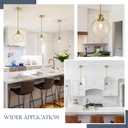Bagood 8 Inch Gold Hanging Pendants Light Contemporary Globe Pendant Kitchen Island Modern Pendant Lights with Clear Glass Adjustable Hanging Light Fixture for Dining Room Bedroom (Bulb Incl.)