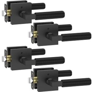 Asidrama 4 Pack Black Privacy Door Handles, Door Lever with Door Knobs Indoor for Bedroom or Bathroom, Heavy Duty Door Handles Interior with Locks for Left Right Sided Doors