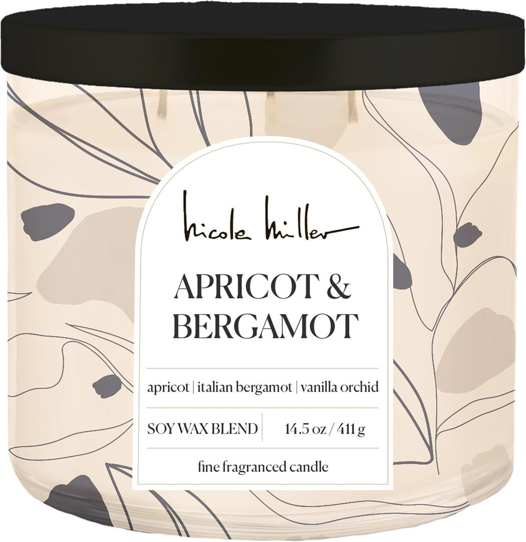 Apricot Bergamot Candle, 14.5 oz., by Nicole Miller