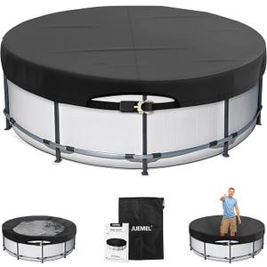 15FT Winter Round Pool Cover with Ratchet Strap Tightener | Easy Installation Pool Covers for Above Ground Pools | Solar Hot Tub Cover Ideal for Hydrophilic and Dustproof for Backyard