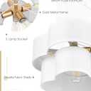 Gold Semi Flush Mount Ceiling Light, 5-Light 18" Ceiling Light Fixtures with Double Fabric Drum Shade in Quatrefoil Shape, Light Fixtures Ceiling Mount for Nursery Bedroom, AD-22007-5SF-GD