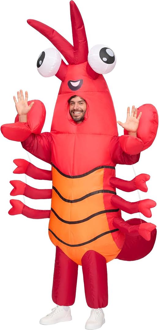 Spooktacular Creations Adults Halloween Inflatable Costumes, Full Body Lobster Blow-up Outfit for Cosplay Themed Parties size large