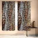 Cinbloo Brown Wild Animals Print Curtains 42Wx63H Inch Rod Pocket Modern Wildlife Cheetah Skin Pattern Powerful Wild Safari Art Printed Women Men Living Room Bedroom Window Drapes Treatment 2 Panels