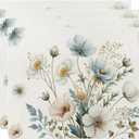 Spring Blue White Floral Placemats Set of 4, 12x18 Inch Anemone Flowers Leaves Seasonal Summer Table Place Mats for Kitchen Dining Home Party Decor