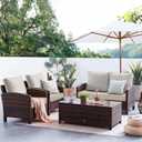 Favoyard Patio Chair Cushions 22 x 22 x 3 Inch Waterproof Outdoor Seat Cushions for Patio Furniture 3-Year Color Fastness Garden Sofa Couch Chair Pads with Handle & Adjustable Straps Set of 2, Beige