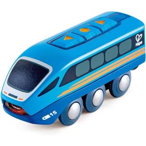 Hape Remote Control Engine Train | Kids Railway Toy, App or Button RC Vehicle with 5 Playable Sounds, Rechargeable Battery Feature, Blue