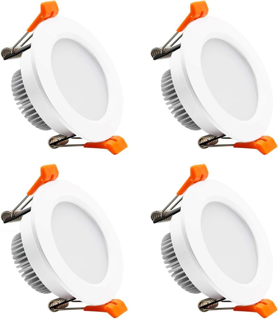 YGS-Tech 2 Inch LED Recessed Lighting, Dimmable Downlight 3W(35W Halogen Equivalent), CRI80, 3000K Warm White LED Ceiling Light with LED Driver(4 Pack)