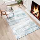 Dripex Faux Rabbit Fur Small Area Rug, 2x3 Washable Coastal Blue Fluffy Rugs,Stain Resistant Indoor Door Mat for Home Entrance, Non-Slip Fluffy Throw Rugs for Living Room Bedroom Kids Room