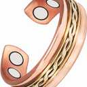 Pure Copper Ring for Men, Lymphatic Drainage Adjustable Magnetic Ring, 3500 Gauss Magnet (Type-A)