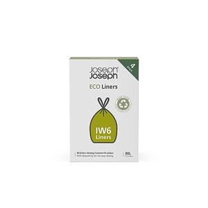 Joseph Joseph IW6 Eco Recycled plastic Bin Liners, Kitchen Trash Bags With Tie Tape Drawstring Handles, Extra Strong – (4 Packs of 20, Total 80 Liners) Holds 30 Litres/7.9 Gallons, Grey 2 Packs Missing