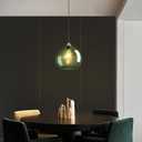 Gray Green Glass Pendant Lights Kitchen Island Lighting Globe Pendant Light Fixtures Modern Pendant Lighting for Kitchen Island Bedroom Living Dining Room Light Fixture(9.84in, 1-Pack)