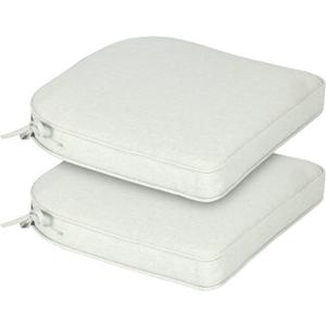 BPS 18 x 19 Inch Outdoor Chair Cushion Set of 2, Fade-Resistant and Water-Resistant Solution-Dyed Polyester Fabric Patio Chair Cushions with Straps for Outdoor/Indoor Dining Chairs (Light Gray)