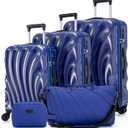 Luggage Sets 5 Piece Suitcases with Wheels, Suitcase Set, ABS+PC Hardshell Luggage set with Phone Holder Durable Travel Luggage with TSA Lock Spinner Wheels, Navy (5 Piece Sets (20/24/28/DB/TB))