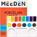 MEEDEN Ceramic Watercolor Palette,17-Well White Porcelain Mixing Tray Artist Painting Palette, Rectangle Painting Tray Palettes for Watercolor Gouache Acrylic Painting 9" x 6.5"