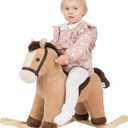 Rock My Baby Rocking Horse, Rocking Animal with Realistic Sound, Stuffed Rocker for Toddlers 18M+, Soft Filling Ride on Pony, Light Brown Horse, CPC Certified, Large