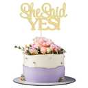 Gyufise 1Pcs Gold She Said Yes Cake Topper for Engagement Bridal Shower Wedding Shower Proposal Bachelorette Party Decorations Supplies