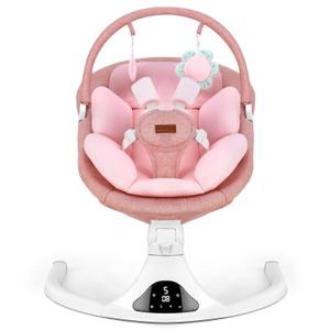 Baby Swing, Infant Swing with Remote Control, 5 Speed Adjustable, Machine Washable Seat Pad, 5 Point Safety Harness, Bluetooth Music, Electric Swing for Babies, Indoor Outdoor Use (Pink)