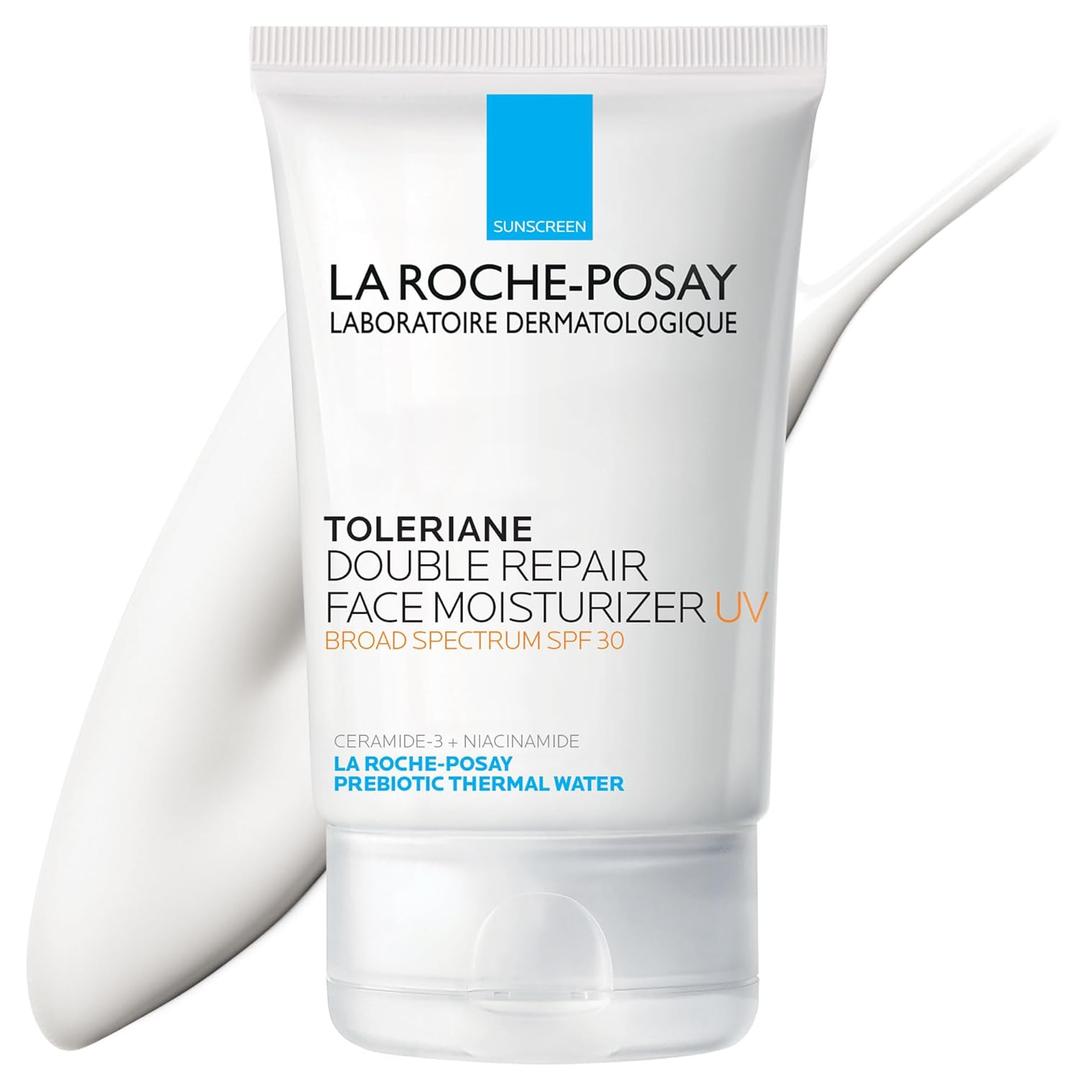 La Roche-Posay Toleriane Double Repair UV SPF Moisturizer for Face, Daily Facial Moisturizer with Sunscreen SPF 30, Niacinamide and Glycerin, Oil Free, Moisturizing Sun Protection, 3.38 Fluid Ounces