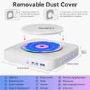 CD Player Portable Bluetooth Rechargeable: CD Players for Home with 1800mAh Kegaudio Desktop Wall CD Player with Speakers Music Player CD Boombox FM Radio USB Remote Control