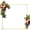 Wedding Arch Backdrop Stand 6.6x6.6 FT Gold Square Balloon Arch Frame for Wedding, Birthday Party, Baby Shower Ceremony Decoration