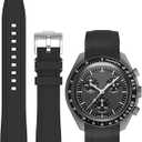 Bands for MoonSwatch Watch Curved end No Gap,Premium Silicone Rubber Watch Strap 20mm Compatible with Omega X Swatch Moonswatch,Universal Curved End 20mm 22mm Replacement Band for Men Women (Black)