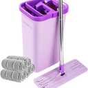 BOSHENG Mop with Wringer Set, Hands Free Flat Floor Mop and Bu 5 Washable Microfiber Pads Included, Wet and Dry Use, Home Floor Cleaning System for All Floor Types and Windows,Purple