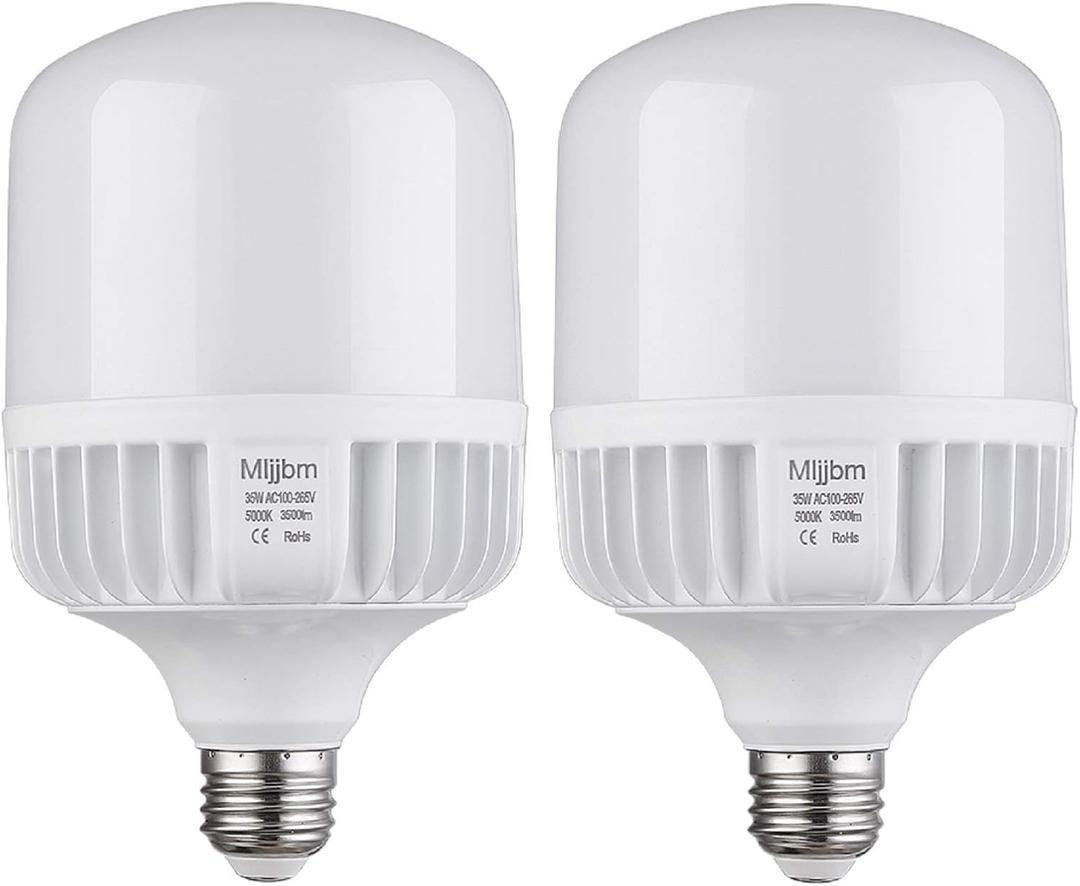 250W-300W Equivalent LED Bulb, Daylight 5000K 35W Commercial Retrofit, Super Bright 3500Lumen Garage Light, E26 Base for Warehouse, Area, Basement, Home - 2 Pack