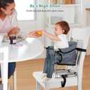 Booster Seat for Dining Table, 3-in-1 Portable Toddler Booster Chair with Safety Buckle, Height Adjustable & Foldable Baby Feeding Seat, Travel High Chair with Washable Cover & Storage Pocket - Grey