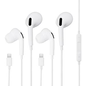 2 Packs Wired Earphones/Headphones for iPhone with Built-in Microphone and Volume Control,Earbuds Compatible with iPhone 14/13/12/11/XR/XS/X/8/7/SE/Pro/Pro Max,Support All iOS System,