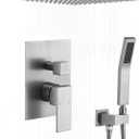 Shower Faucet Set Brushed Nickel Shower System,RomceBath Shower Pressured Balance Brass Valve and Trim Kit 16 Inch Shower Head and Bath Handle Combo set Wall Mounted Tub Shower Faucets Sets Complete