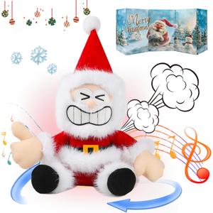 Farting Santa Repeating What You Say Spinning Singing Dancing Santa Claus Stuffed Animals White Elephant Gifts Plays JINGLE BELLS With Hilarious Sounds Christmas Plush Toy Xmas Gift For Adults,11"