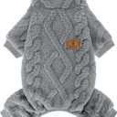 XPUDAC Dog Sweater Fleece Dog Pajamas Pjs for Small Medium Dogs Girl Boy Cute Turtleneck Doggy Winter Clothes Puppy Onesies Outfits, Grey S